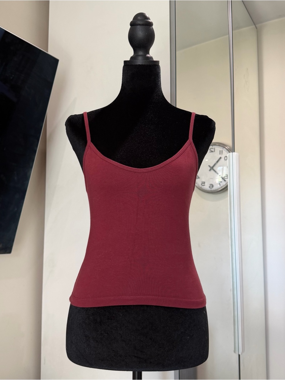 Brandy Melville Burgundy Fitted Spaghetti Strap Tank Top